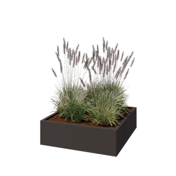 Fioriera in acciaio - Quadrato - 100 x 100 x 30 cm - RAL7016 opaco (grigio antracite) - Senza piastra di base