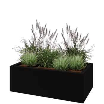 Fioriera in vetroresina - Rettangolo - 120 x 60 x 40 cm - RAL9005 opaco (nero) - Con fondo