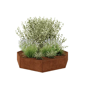 Fioriera in acciaio corten - Ottagono - 241,4 x 241,4 x 40 cm - Senza piastra di base