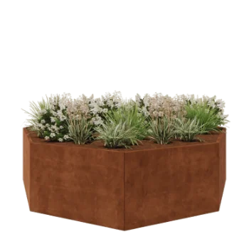 Fioriera in acciaio corten - Ottagono - 289,7 x 289,7 x 80 cm - Senza piastra di base