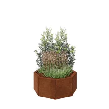 Fioriera in acciaio corten - Ottagono - 72,4 x 72,4 x 30 cm - Con piastra di base