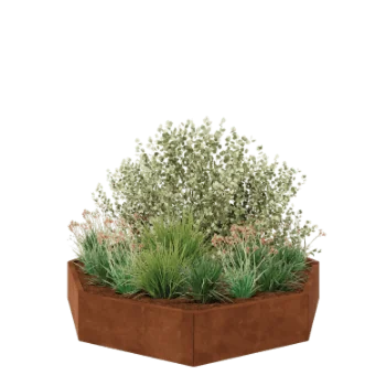 Fioriera in acciaio corten - Ottagono - 193,1 x 193,1 x 30 cm - Senza piastra di base