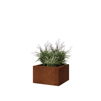 Fioriera in acciaio corten - Quadrato - 50 x 50 x 30 cm - Con piastra di base