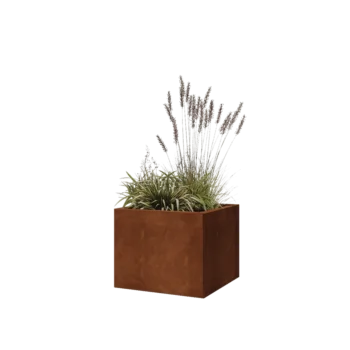 Fioriera in acciaio corten - Quadrato - 50 x 50 x 40 cm - Con piastra di base