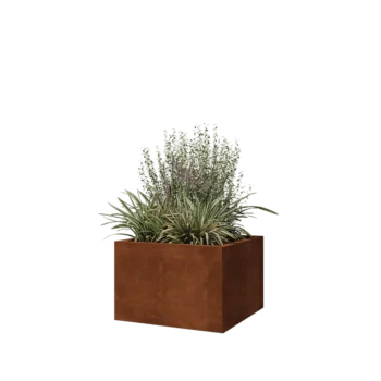 Fioriera in acciaio corten - Quadrato - 60 x 60 x 40 cm - Con piastra di base