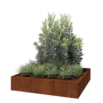 Fioriera XXL in acciaio corten - Quadrato - 150 x 150 x 30 cm - Senza piastra di base