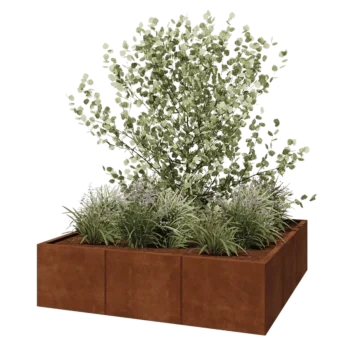 Fioriera XXL in acciaio corten - Quadrato - 150 x 150 x 40 cm - Senza piastra di base