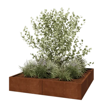 Fioriera XXL in acciaio corten - Quadrato - 160 x 160 x 30 cm - Senza piastra di base