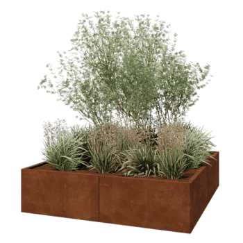 Fioriera XXL in acciaio corten - Quadrato - 160 x 160 x 40 cm - Senza piastra di base