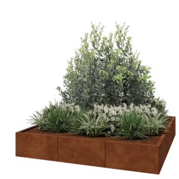 Fioriera XXL in acciaio corten - Quadrato - 180 x 180 x 30 cm - Senza piastra di base