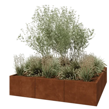 Fioriera XXL in acciaio corten - Quadrato - 180 x 180 x 40 cm - Senza piastra di base