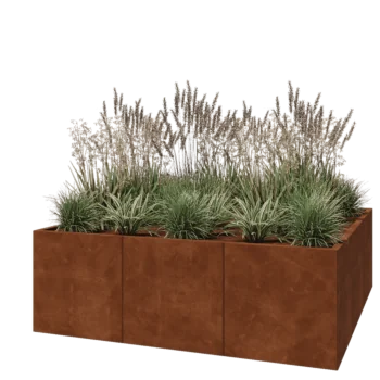 Fioriera XXL in acciaio corten - Quadrato - 180 x 180 x 60 cm - Senza piastra di base