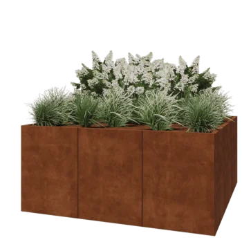 Fioriera XXL in acciaio corten - Quadrato - 180 x 180 x 80 cm - Senza piastra di base