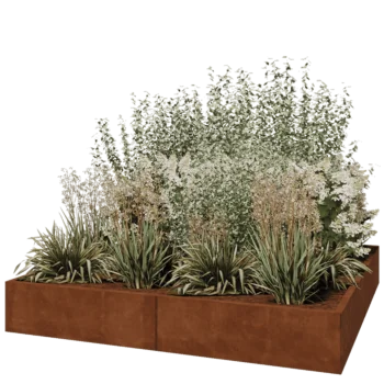 Fioriera XXL in acciaio corten - Quadrato - 200 x 200 x 30 cm - Senza piastra di base