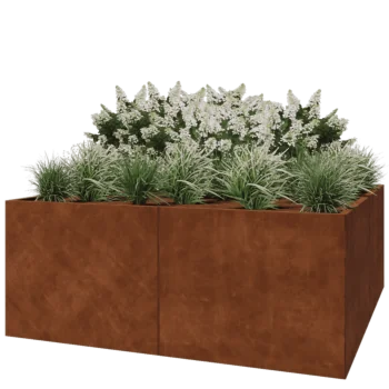 Fioriera XXL in acciaio corten - Quadrato - 200 x 200 x 80 cm - Senza piastra di base