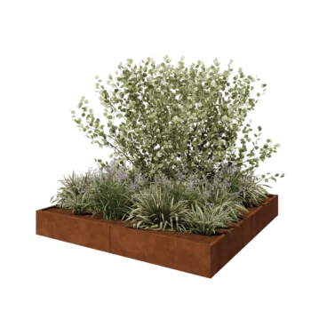 Fioriera XXL in acciaio corten - Quadrato - 240 x 240 x 30 cm - Senza piastra di base