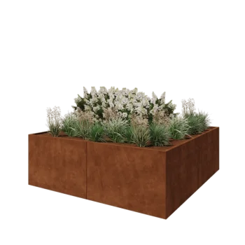 Fioriera XXL in acciaio corten - Quadrato - 240 x 240 x 80 cm - Senza piastra di base