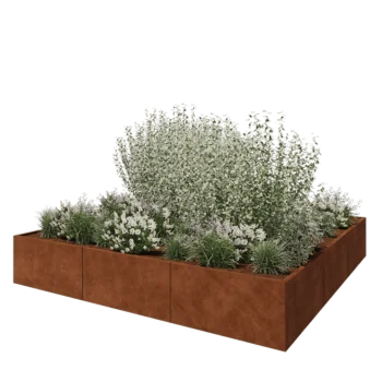 Fioriera XXL in acciaio corten - Quadrato - 300 x 300 x 50 cm - Senza piastra di base