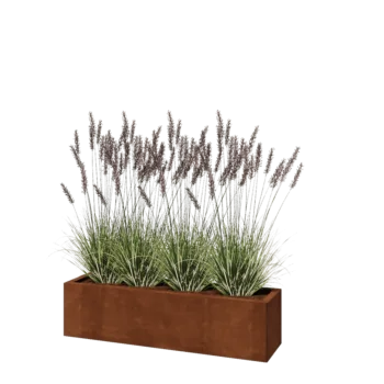 Fioriera in acciaio corten - Rettangolo - 120 x 30 x 30 cm - Con piastra di base