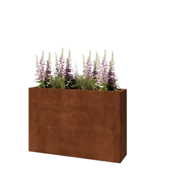 Fioriera in acciaio corten - Rettangolo - 120 x 30 x 80 cm - Con piastra di base
