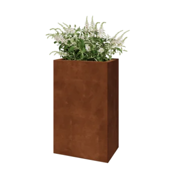 Fioriera in acciaio corten - Rettangolo - 50 x 30 x 80 cm - Con piastra di base