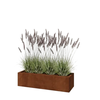 Fioriera in acciaio corten - Rettangolo - 120 x 40 x 30 cm - Con piastra di base