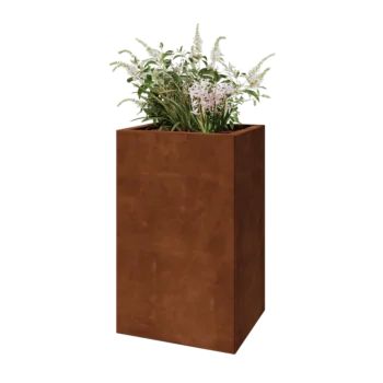 Fioriera in acciaio corten - Rettangolo - 50 x 40 x 80 cm - Senza piastra di base