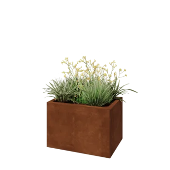 Fioriera in acciaio corten - Rettangolo - 60 x 40 x 40 cm - Con piastra di base