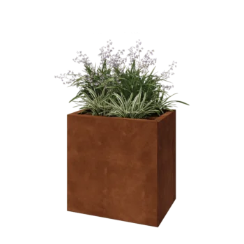 Fioriera in acciaio corten - Rettangolo - 60 x 40 x 60 cm - Con piastra di base