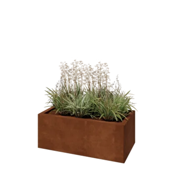 Fioriera in acciaio corten - Rettangolo - 80 x 40 x 30 cm - Senza piastra di base