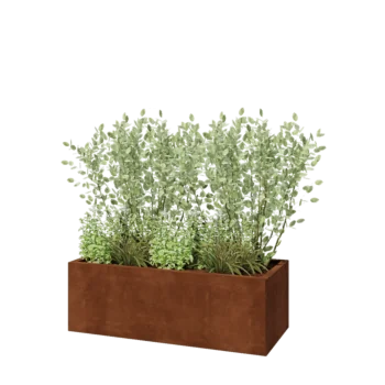 Fioriera in acciaio corten - Rettangolo - 120 x 50 x 40 cm - Senza piastra di base