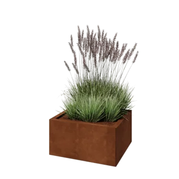 Fioriera in acciaio corten - Rettangolo - 60 x 50 x 30 cm - Con piastra di base