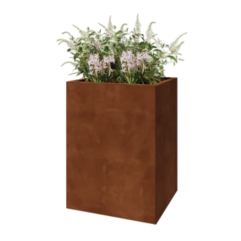 Fioriera in acciaio corten - Rettangolo - 60 x 50 x 80 cm - Con piastra di base