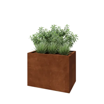 Fioriera in acciaio corten - Rettangolo - 80 x 50 x 60 cm - Con piastra di base