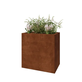 Fioriera in acciaio corten - Rettangolo - 80 x 50 x 80 cm - Senza piastra di base