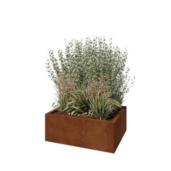 Fioriera in acciaio corten - Rettangolo - 80 x 60 x 30 cm - Senza piastra di base