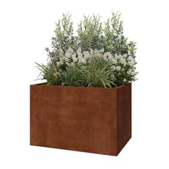 Fioriera in acciaio corten - Rettangolo - 120 x 80 x 80 cm - Senza piastra di base