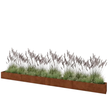 Fioriera XXL in acciaio corten - Rettangolo - 480 x 30 x 30 cm - Senza piastra di base