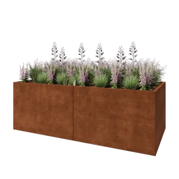 Fioriera XXL in acciaio corten - Rettangolo - 240 x 100 x 80 cm - Senza piastra di base