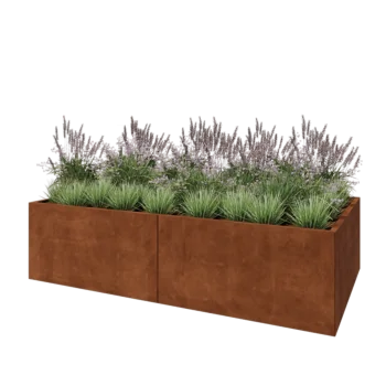 Fioriera XXL in acciaio corten - Rettangolo - 240 x 120 x 60 cm - Con piastra di base