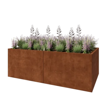 Fioriera XXL in acciaio corten - Rettangolo - 240 x 120 x 80 cm - Senza piastra di base