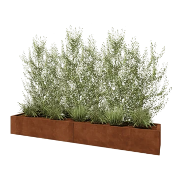 Fioriera XXL in acciaio corten - Rettangolo - 240 x 40 x 30 cm - Senza piastra di base