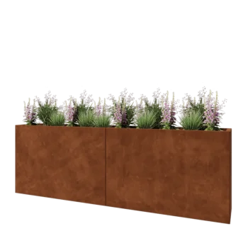 Fioriera XXL in acciaio corten - Rettangolo - 240 x 40 x 80 cm - Senza piastra di base