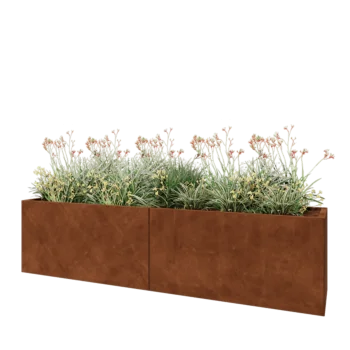 Fioriera XXL in acciaio corten - Rettangolo - 240 x 50 x 60 cm - Con piastra di base