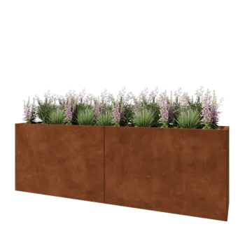 Fioriera XXL in acciaio corten - Rettangolo - 240 x 50 x 80 cm - Senza piastra di base