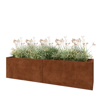 Fioriera XXL in acciaio corten - Rettangolo - 240 x 60 x 60 cm - Con piastra di base