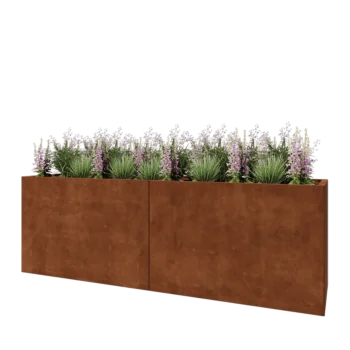 Fioriera XXL in acciaio corten - Rettangolo - 240 x 60 x 80 cm - Senza piastra di base