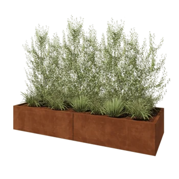 Fioriera XXL in acciaio corten - Rettangolo - 240 x 80 x 40 cm - Senza piastra di base