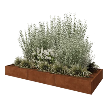 Fioriera XXL in acciaio corten - Rettangolo - 300 x 120 x 30 cm - Senza piastra di base