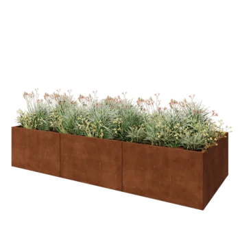 Fioriera XXL in acciaio corten - Rettangolo - 300 x 120 x 60 cm - Senza piastra di base